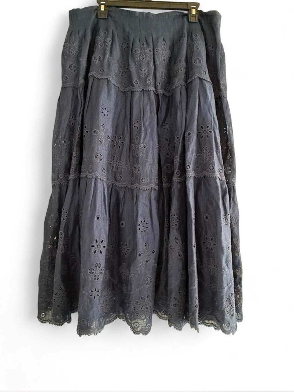 Polo Ralph Lauren Eyelet-Embroidered Tiered Linen Skirt